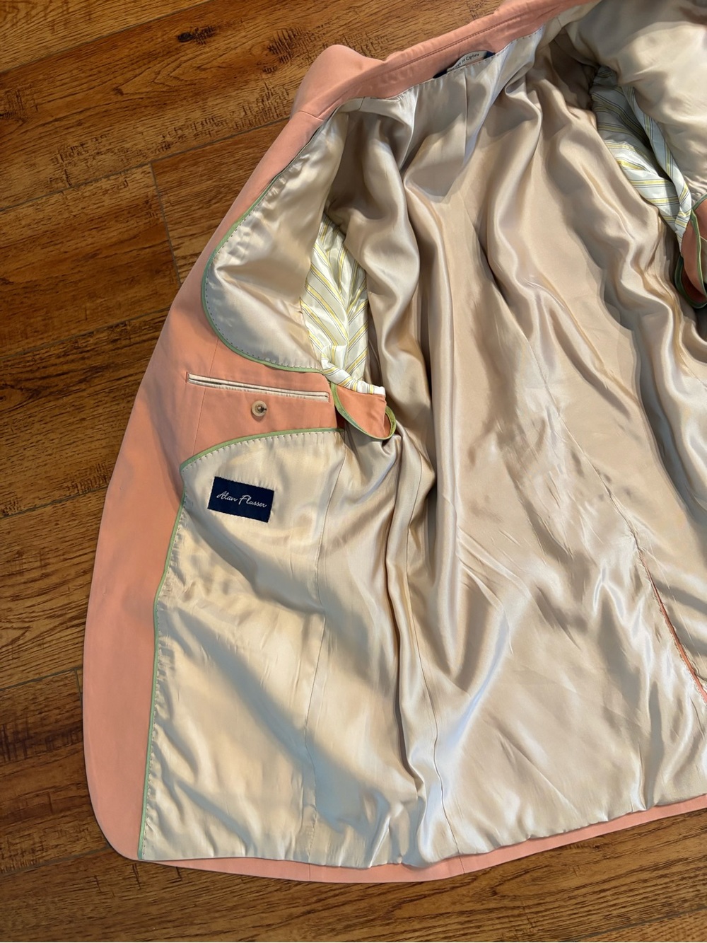 Alan Flusser Pink Silk Blend Sport Coat Blazer 42R Salmon Coastal - Picture 14 of 16